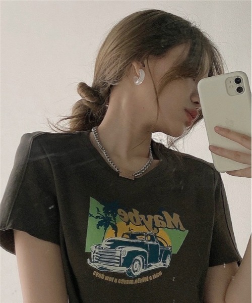 SONA（ソナ）の「SONYUNARA ビンテージプリントクロップ半袖Tシャツ（Tシャツ/カットソー・レディース・ホワイト/モカ・FREE）」の11枚目の写真