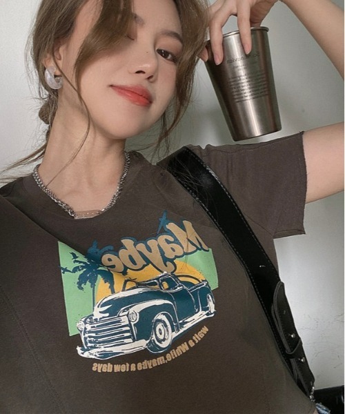 SONA（ソナ）の「SONYUNARA ビンテージプリントクロップ半袖Tシャツ（Tシャツ/カットソー・レディース・ホワイト/モカ・FREE）」の16枚目の写真