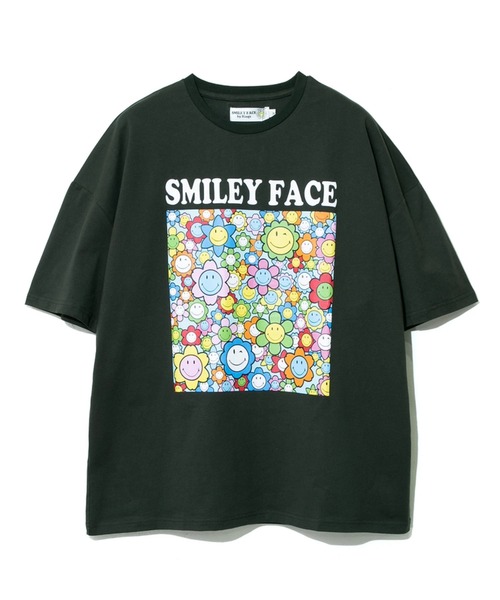SMILEY FACE(スマイリーフェイス)の「SMILEY FACE/スマイリーフェイス BOXフラワースマイルTEE【GSC別注】(Tシャツ/カットソー・メンズ・ナチュラル/ブルー/チャコールグレー・LARGE/MEDIUM)」の1枚目の写真