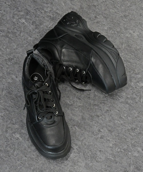 NOFALL(ノーフォール)の「厚底レースアップダッドスニーカー(スニーカー・レディース・ホワイト/ブラック・LL/3L/SS/S/M/L)」の2枚目の写真