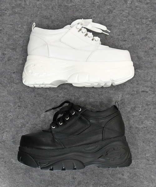 NOFALL(ノーフォール)の「厚底レースアップダッドスニーカー(スニーカー・レディース・ホワイト/ブラック・LL/3L/SS/S/M/L)」の3枚目の写真