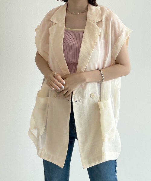 w closet(ダブルクローゼット)の「【マルチウェイ】テーラードシャツジャケット(テーラードジャケット・レディース・ベージュ/ピンク/アイボリー/ライトベージュ・FREE)」の17枚目の写真