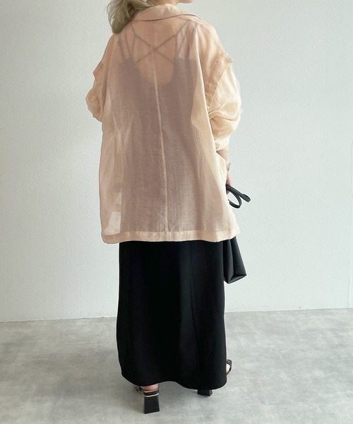 w closet(ダブルクローゼット)の「【マルチウェイ】テーラードシャツジャケット(テーラードジャケット・レディース・ベージュ/ピンク/アイボリー/ライトベージュ・FREE)」の12枚目の写真