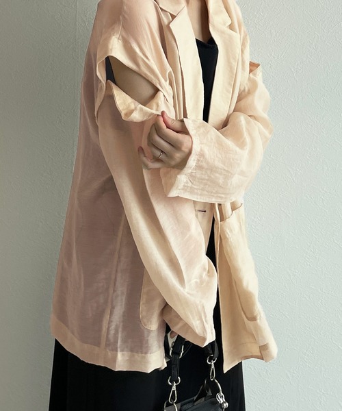 w closet(ダブルクローゼット)の「【マルチウェイ】テーラードシャツジャケット(テーラードジャケット・レディース・ベージュ/ピンク/アイボリー/ライトベージュ・FREE)」の18枚目の写真