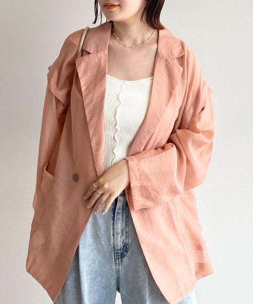 w closet(ダブルクローゼット)の「【マルチウェイ】テーラードシャツジャケット(テーラードジャケット・レディース・ベージュ/ピンク/アイボリー/ライトベージュ・FREE)」の19枚目の写真