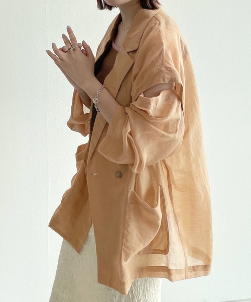 w closet(ダブルクローゼット)の「【マルチウェイ】テーラードシャツジャケット(テーラードジャケット・レディース・ベージュ/ピンク/アイボリー/ライトベージュ・FREE)」の20枚目の写真