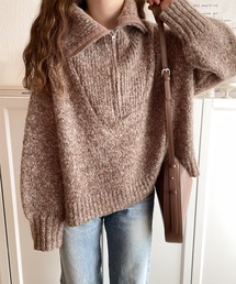 Java | 《JaVaジャバ コラボ》ふわふわに癒され。ミックスカラー糸ハーフジップニットプルオーバー(ニット/セーター)