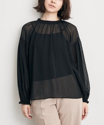 YECCA VECCA | フロッキードットプリントギャザーブラウス(シャツ/ブラウス)