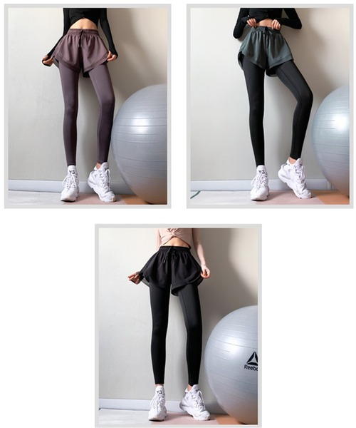 FREE BLUES（フリーブルース）の「ボトムセット トレーニング エッセンシャルズレギンス/ヨガフィットネス スポーツウェア（スポーツグッズ・レディース・ブラック/パープル/グリーン・M/L）」の6枚目の写真