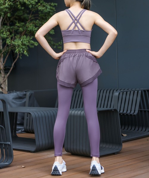 FREE BLUES（フリーブルース）の「ボトムセット トレーニング エッセンシャルズレギンス/ヨガフィットネス スポーツウェア（スポーツグッズ・レディース・ブラック/パープル/グリーン・M/L）」の18枚目の写真