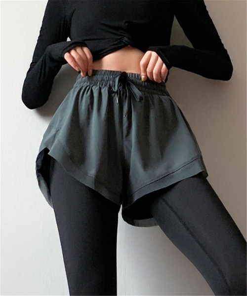 FREE BLUES（フリーブルース）の「ボトムセット トレーニング エッセンシャルズレギンス/ヨガフィットネス スポーツウェア（スポーツグッズ・レディース・ブラック/パープル/グリーン・M/L）」の13枚目の写真