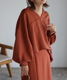 Bonjour Sagan | 【2022 新作】Vネックストレッチプルオーバー(スウェット)