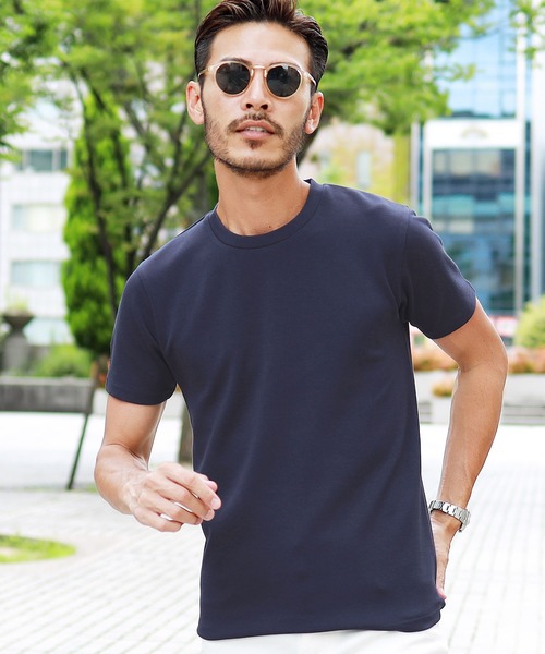 roshell(ロシェル)の「WフェイススリムフィットプレミアムTシャツ(Tシャツ/カットソー・メンズ・ホワイト/ブラック/ネイビー/グレー・MEDIUM/LARGE/X-LARGE)」の1枚目の写真