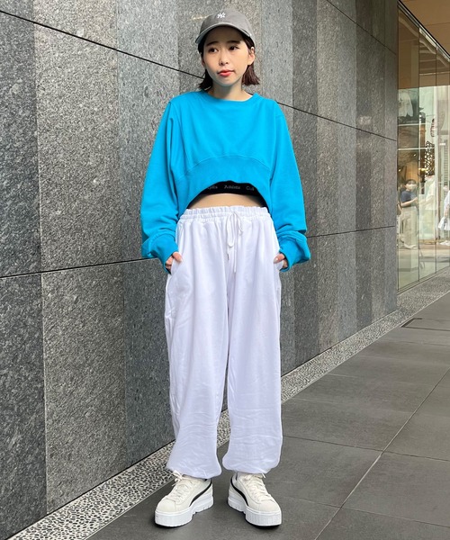 SPINNS(スピンズ)の「【セットアップ対応商品】裏毛スウェットパンツ(スウェットパンツ・レディース・ブラック/ダークグリーン/ネイビー/ブラウン/オフホワイト/ピンク/オートミール/杢グレー/アイボリー・M/L)」の13枚目の写真