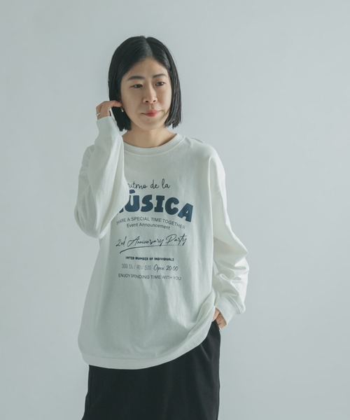 FORK&SPOON（フォークアンドスプーン）の「FORK&SPOON　ロゴプリントロングスリーブTシャツ（Tシャツ/カットソー・レディース・ブラック/オフホワイト・1）」の9枚目の写真