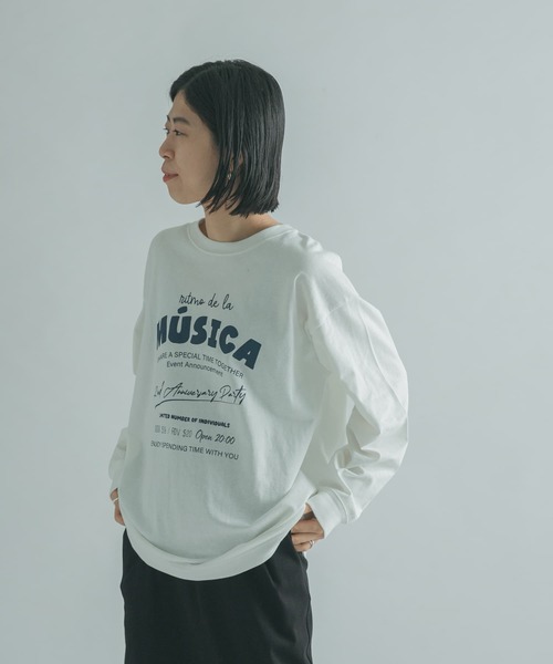 FORK&SPOON（フォークアンドスプーン）の「FORK&SPOON　ロゴプリントロングスリーブTシャツ（Tシャツ/カットソー・レディース・ブラック/オフホワイト・1）」の6枚目の写真