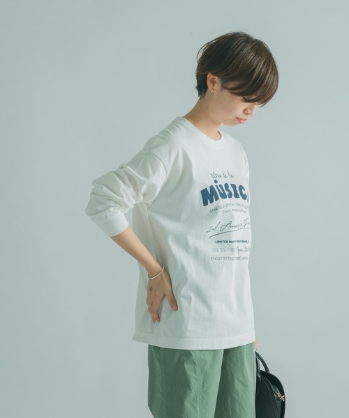 FORK&SPOON（フォークアンドスプーン）の「FORK&SPOON　ロゴプリントロングスリーブTシャツ（Tシャツ/カットソー・レディース・ブラック/オフホワイト・1）」の3枚目の写真