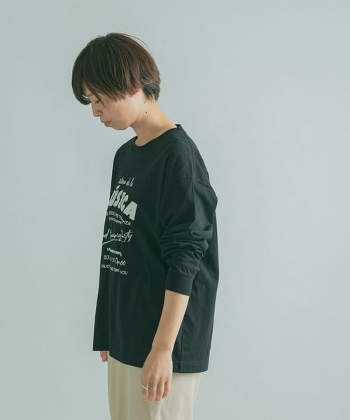 FORK&SPOON（フォークアンドスプーン）の「FORK&SPOON　ロゴプリントロングスリーブTシャツ（Tシャツ/カットソー・レディース・ブラック/オフホワイト・1）」の4枚目の写真