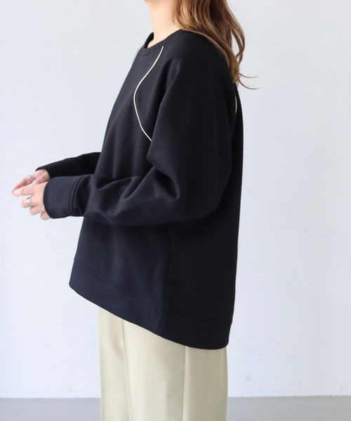 HER CLOSET（ハークローゼット）の「【she mo shelly】ウェーブラグランプルオーバー（スウェット・レディース・ブラウン/ブラック/ライトカーキ/アイボリー・M）」の13枚目の写真