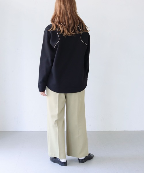 HER CLOSET（ハークローゼット）の「【she mo shelly】ウェーブラグランプルオーバー（スウェット・レディース・ブラウン/ブラック/ライトカーキ/アイボリー・M）」の15枚目の写真