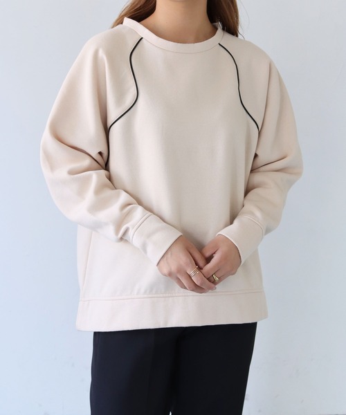 HER CLOSET（ハークローゼット）の「【she mo shelly】ウェーブラグランプルオーバー（スウェット・レディース・ブラウン/ブラック/ライトカーキ/アイボリー・M）」の6枚目の写真