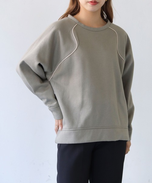 HER CLOSET（ハークローゼット）の「【she mo shelly】ウェーブラグランプルオーバー（スウェット・レディース・ブラウン/ブラック/ライトカーキ/アイボリー・M）」の22枚目の写真