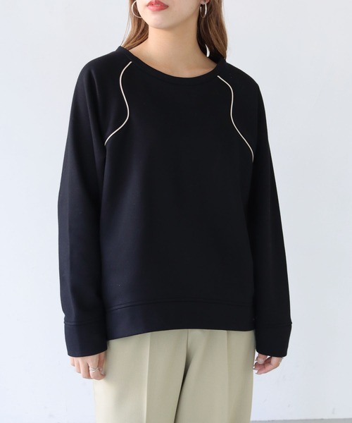 HER CLOSET（ハークローゼット）の「【she mo shelly】ウェーブラグランプルオーバー（スウェット・レディース・ブラウン/ブラック/ライトカーキ/アイボリー・M）」の11枚目の写真