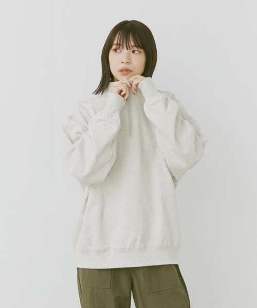 flaner（フラネ）の「Loose half zip sweat/ルーズハーフジップスウェット（スウェット・レディース・ネイビー/グレー・MEDIUM/LARGE）」の7枚目の写真