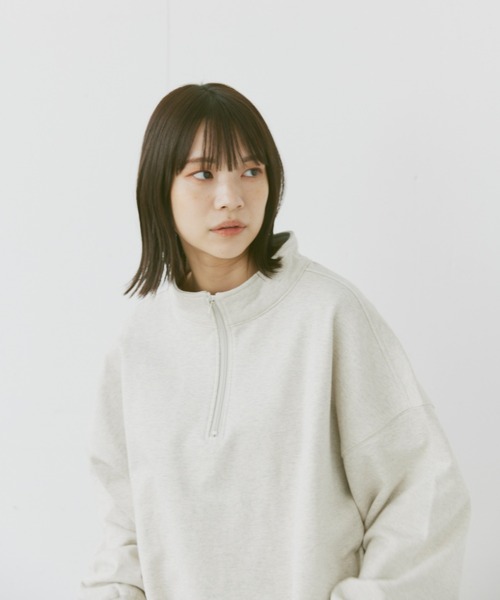 flaner（フラネ）の「Loose half zip sweat/ルーズハーフジップスウェット（スウェット・レディース・ネイビー/グレー・MEDIUM/LARGE）」の6枚目の写真