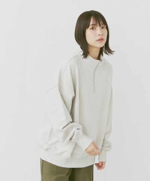 flaner（フラネ）の「Loose half zip sweat/ルーズハーフジップスウェット（スウェット・レディース・ネイビー/グレー・MEDIUM/LARGE）」の11枚目の写真