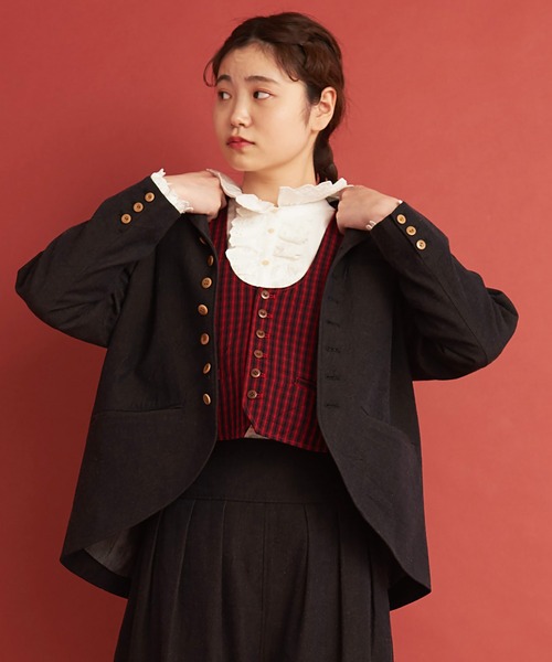 Malle（マル）の「Malle ウール/コットン/リネン ベスト（ベスト・レディース・ネイビー/レッド・FREE）」の10枚目の写真