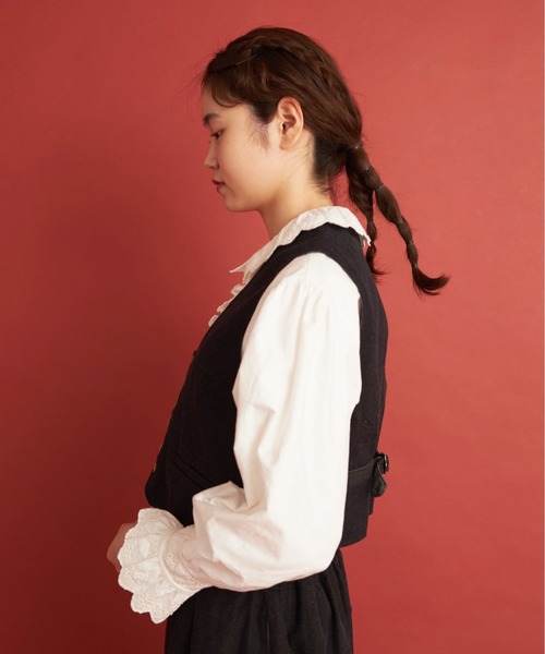 Malle（マル）の「Malle ウール/コットン/リネン ベスト（ベスト・レディース・ネイビー/レッド・FREE）」の13枚目の写真
