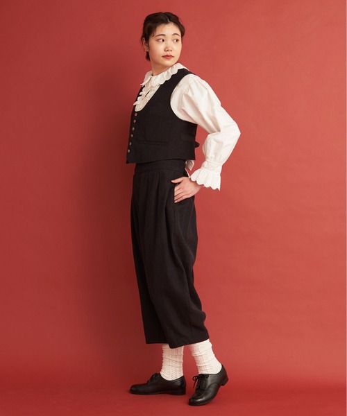Malle（マル）の「Malle ウール/コットン/リネン ベスト（ベスト・レディース・ネイビー/レッド・FREE）」の16枚目の写真