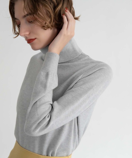 CEDNIE（セドニー）の「タートルネックハイゲージニット（ニット/セーター・レディース・マスタード/ライトグレー/アイボリー/ブラック・M）」の3枚目の写真