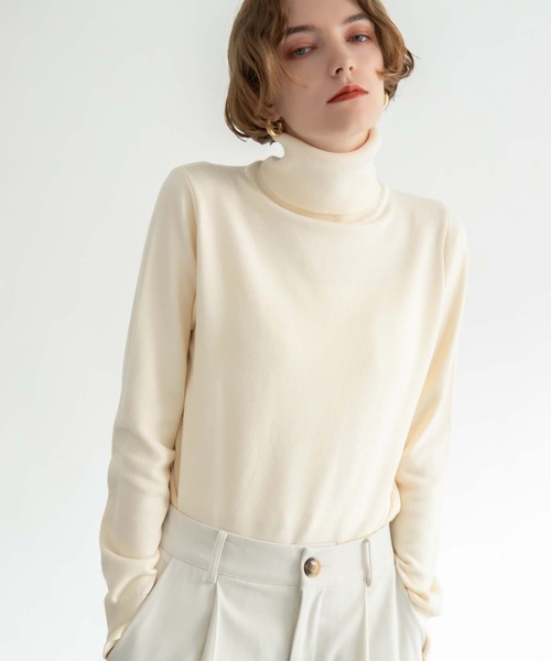 CEDNIE（セドニー）の「タートルネックハイゲージニット（ニット/セーター・レディース・マスタード/ライトグレー/アイボリー/ブラック・M）」の5枚目の写真