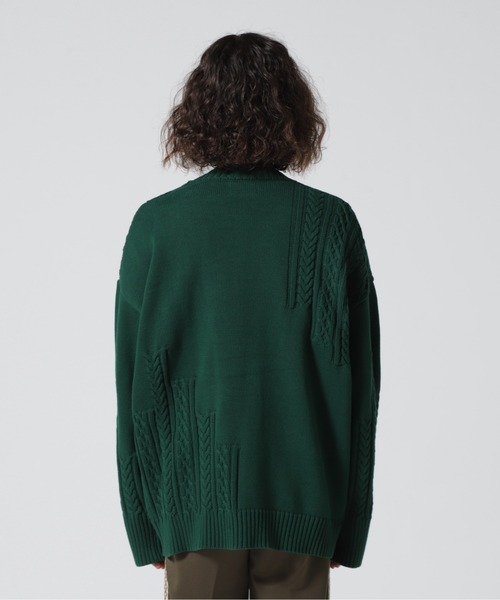 LUSOR（ルーソル）の「LUSOR（ルーソル）SWITCHING KNIT CD スウィッチング ニットカーディガン（カーディガン/ボレロ・メンズ・ブラック/グリーン/アイボリー・M/L）」の8枚目の写真