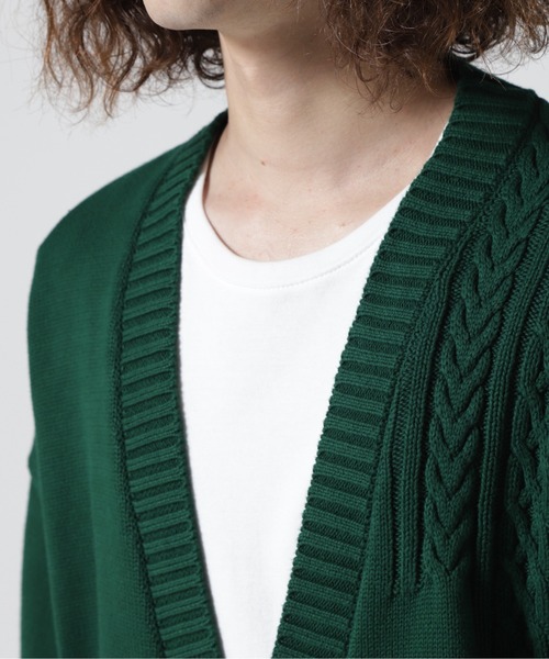 LUSOR（ルーソル）の「LUSOR（ルーソル）SWITCHING KNIT CD スウィッチング ニットカーディガン（カーディガン/ボレロ・メンズ・ブラック/グリーン/アイボリー・M/L）」の9枚目の写真
