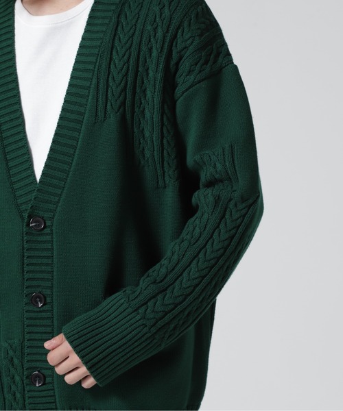 LUSOR（ルーソル）の「LUSOR（ルーソル）SWITCHING KNIT CD スウィッチング ニットカーディガン（カーディガン/ボレロ・メンズ・ブラック/グリーン/アイボリー・M/L）」の10枚目の写真