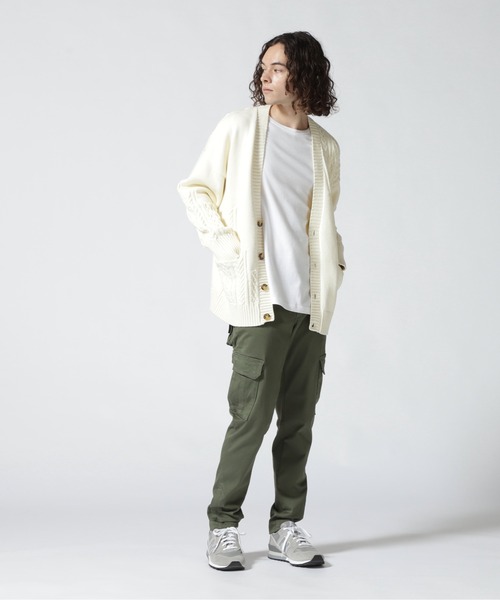 LUSOR（ルーソル）の「LUSOR（ルーソル）SWITCHING KNIT CD スウィッチング ニットカーディガン（カーディガン/ボレロ・メンズ・ブラック/グリーン/アイボリー・M/L）」の13枚目の写真