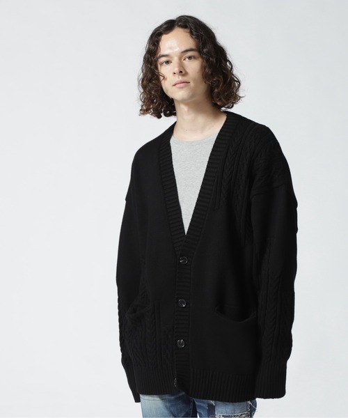 LUSOR（ルーソル）の「LUSOR（ルーソル）SWITCHING KNIT CD スウィッチング ニットカーディガン（カーディガン/ボレロ・メンズ・ブラック/グリーン/アイボリー・M/L）」の14枚目の写真