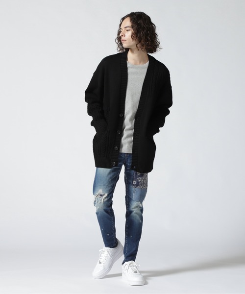 LUSOR（ルーソル）の「LUSOR（ルーソル）SWITCHING KNIT CD スウィッチング ニットカーディガン（カーディガン/ボレロ・メンズ・ブラック/グリーン/アイボリー・M/L）」の15枚目の写真