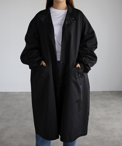 CREARE -LINO-（クレアーレリノ）の「オーバーサイズ ルーズ スタンド モッズコート M-65 <ユニセックス>（モッズコート・メンズ・ブラック/シルバーグレー・M/L）」の3枚目の写真