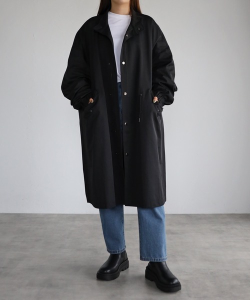 CREARE -LINO-（クレアーレリノ）の「オーバーサイズ ルーズ スタンド モッズコート M-65 <ユニセックス>（モッズコート・メンズ・ブラック/シルバーグレー・M/L）」の6枚目の写真