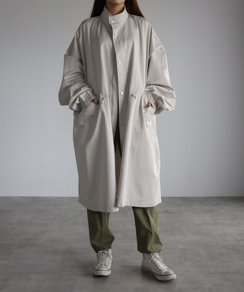 CREARE -LINO-（クレアーレリノ）の「オーバーサイズ ルーズ スタンド モッズコート M-65 <ユニセックス>（モッズコート・メンズ・ブラック/シルバーグレー・M/L）」の12枚目の写真