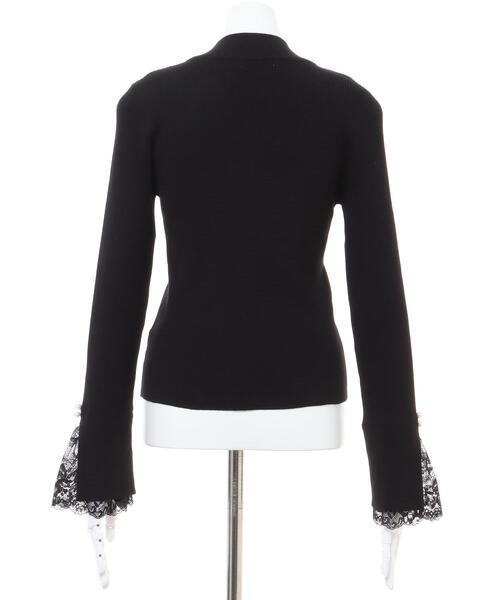 INGNI(イング)の「フレアスリーブレースニット(ニット/セーター・レディース・ブラック/オフホワイト/ピンク・M)」の6枚目の写真