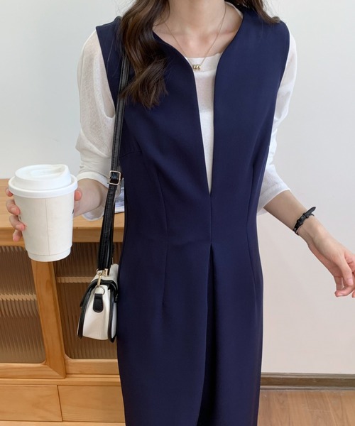 ABITOKYO（アビトーキョー）の「スキッパーネックワイドシルエットオールインワン（つなぎ/オールインワン・レディース・カーキ/ネイビー/ブラウン/ベージュ/ブラック・S/M）」の11枚目の写真