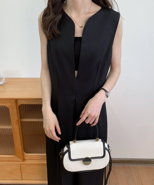 ABITOKYO（アビトーキョー）の「スキッパーネックワイドシルエットオールインワン（つなぎ/オールインワン・レディース・カーキ/ネイビー/ブラウン/ベージュ/ブラック・S/M）」の19枚目の写真