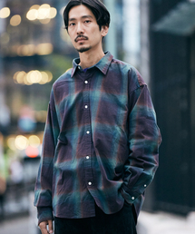 オンブレーチェック フランネルシャツ