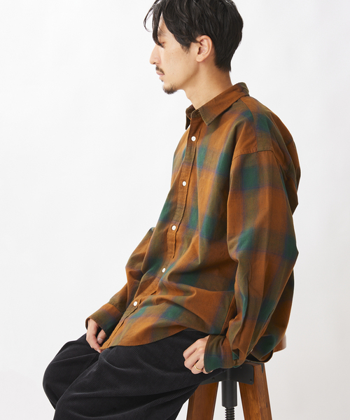 JOURNAL STANDARD(ジャーナルスタンダード)の「オンブレーチェック フランネルシャツ(シャツ/ブラウス・メンズ・タン/ライトグリーン/ベージュ/ネイビー・SMALL/MEDIUM/LARGE)」の7枚目の写真