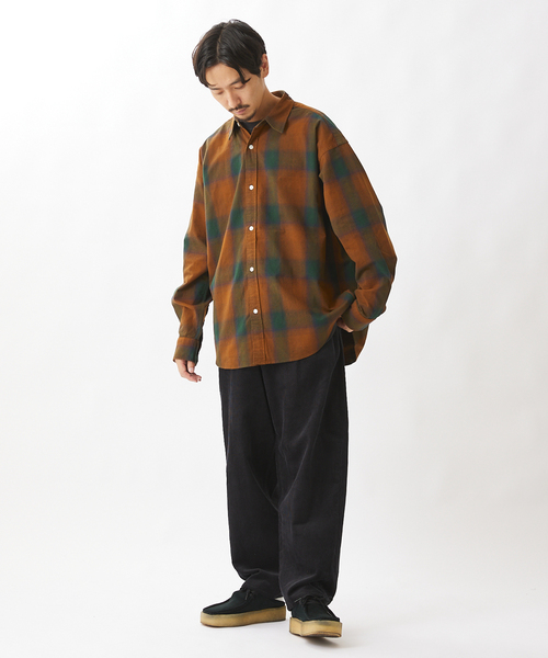 JOURNAL STANDARD - 【JOURNALSTANDARDL&#39;essage】24AW 24050370010030 オンブレーチェックギャザーヘムシャツ長袖ブラウス セール】オンブレーチェック フランネルシャツ（シャツ/ブラウス